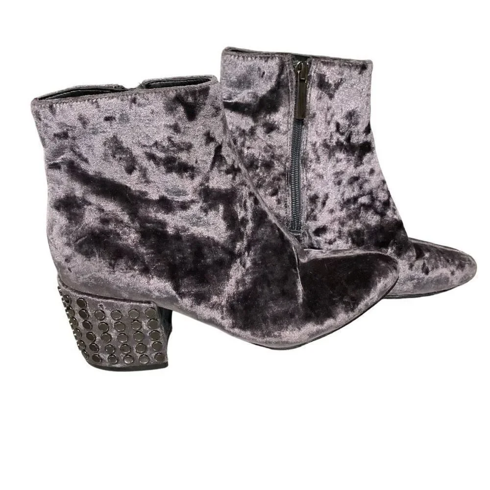 Kendall & Kylie‎ Velvet Gray Studded Heel Ankle Boot Zip Women’s 7-1/2M EUC